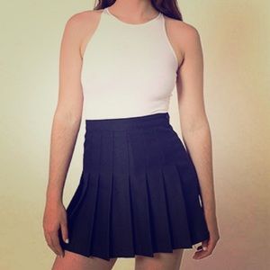 American Apparel Pleated Black Skirt Schoolgirl